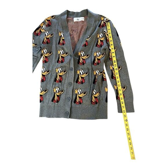 VTG Disney Pluto Cardigan Sweater Knitwear Character Graphic Gray Womens XS - Picture 3 of 9